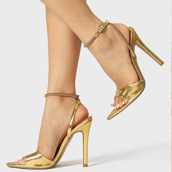 Womens Elegant Sexy High Heel Shoes Sandals Gold Ankle Wrap Women Party Shoes 41 42 43 241218