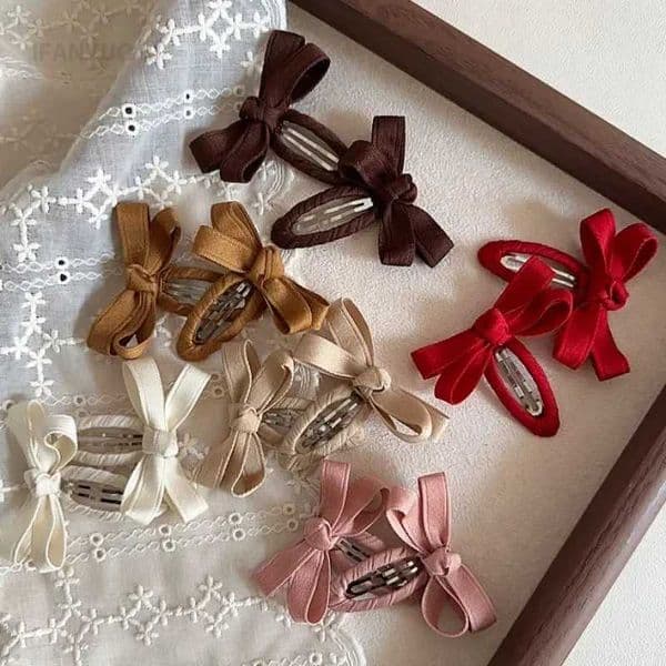 Baby Hair Clips New Autumn and Winter Leaf Color Series Cotton Belt Bow Childrens BB Clips Bangs Hairclips Side Hair AccessoryXJ241217