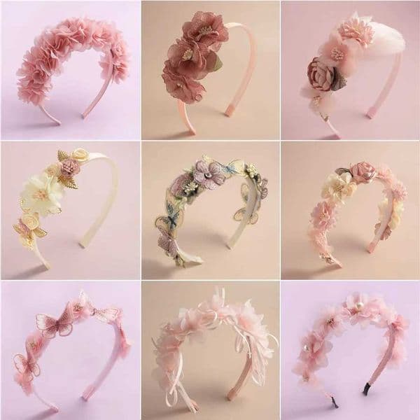 Advanced Handmade Flower Girls Headbands Cute Pearl Feather Wedding Crown Princess Dance Par Headwear Fashion Hoop AccessoriesXJ241217