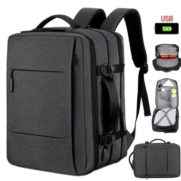 Classic Travel Backpack Men Business Backpack School Expandable USB Bag Large Capacity Laptop Waterproof Fashion Backpack 241218