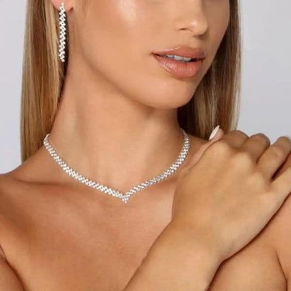 Lozenge necklace earring set female bride accessories statement African fashion aesthetics wedding jewelry decoration 241212