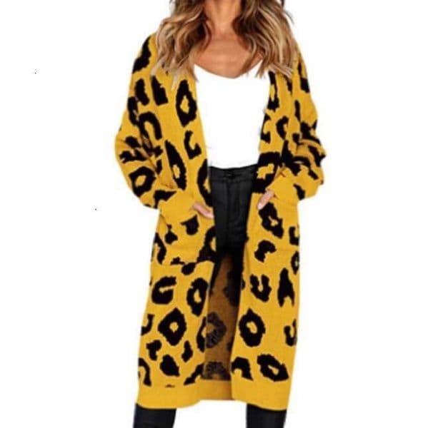 Colorful Leopard Print Polka Dot Loose Sweater Jacket Knitted Cardigan Women's Fashion Simple