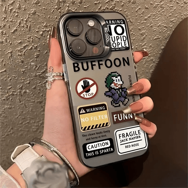 1pc Black Tag Joker Design Phone Case Compatible With IPhone 16/15/14/13/12/11/XS/XR/X/8/7/SE2/SE3/Pro Max
