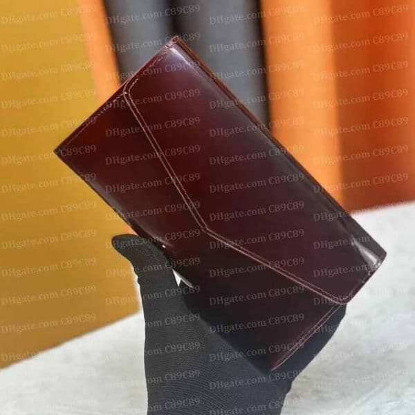 10A Quality Women's Cosmetic Bag, Patent Leather, Long Zipper, Wallet, Flip Envelope Bag, Clutch Bag, Credit Card Bag, Designer Wallets Bag, With Box