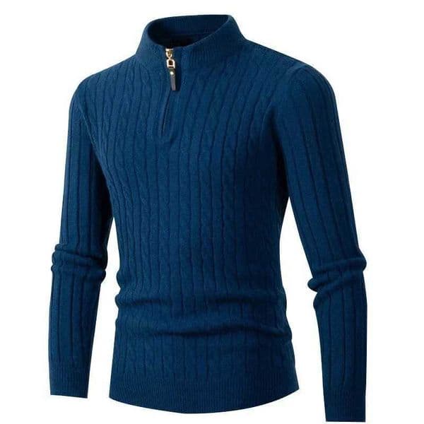 Winter mens sweater with high-quality vertical collar and half zipper knitted bottom shirt mens warm black sweater 3XL mens clothing W241219