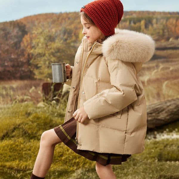 RAISE Winter Toddler Girl 90% Duck Down Jacket Faux Fur Hooded Thick Warm Baby Girl Parka 5-14 Years Junior Girl Outerwear Coats 241218