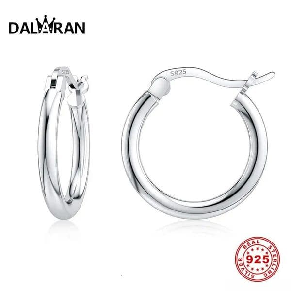 DALARAN Small Hoop Earrings 925 Sterling Silver Circle Round Huggie Hoop Earrings For Women Men Fashion Simple Brincos De Prata 241219