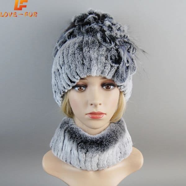 Lady Warm Knitted 100% Genuine Rex Rabbit Fur Scarf Russia Winter Quality Real Fur Hats Natural Warm Rex Rabbit Fur Cap 241219