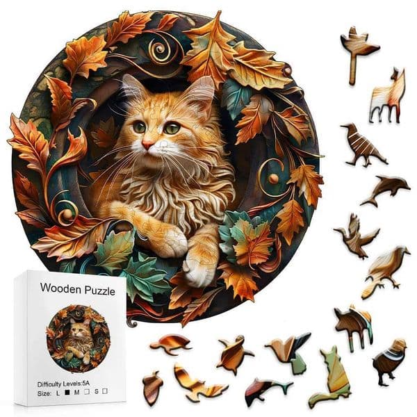 Wooden Puzzle for Adults-3D Visual Effect Cat Wooden Puzzle Unique Shape Advanced Wooden Jigs Puzzle for Adult Best GiftsXJ241218