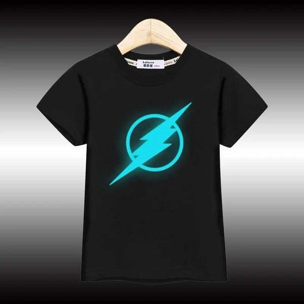 3-14T Lightning Noctilucent T-shirt Children Summer Shirt Boys Students Short Sleeved ClothingXJ241219