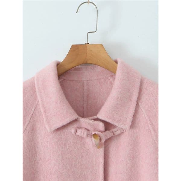 D6292 New autumn and winter high-end Korean loose mid-length lapel horn button woolen coat for women