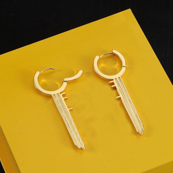 Golden Key Earring Luxury Letter Studs Women's Charm Earrings Gold Plated Ear Stud Jewelry With Gift Box