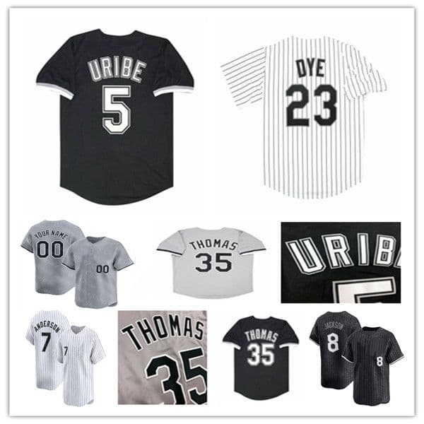 Throwback 2005 WS Baseball Jerseys 8 Bo Jackson 5 Juan Uribe 23 Jermaine Dye 35 Frank Thomas 22 Scott Podsednik 14 PAUL KONERKO 56 MARK BUEHRLE Rowand 4XL Custom
