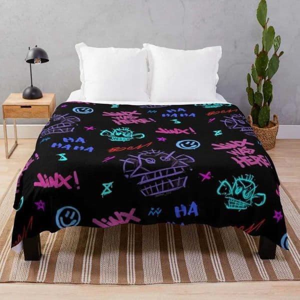 2026 Jinx Arcane | Graffiti Sheet Sticker Throw Velor Blankets Large Blanket Custom Blanketsxj241220 Free Shipping