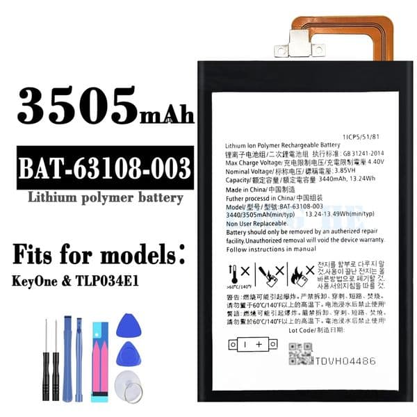 For BlackBerry KeyOne BAT-63108-003 New Battery, Cell Phone Battery Replacement, Send Tool