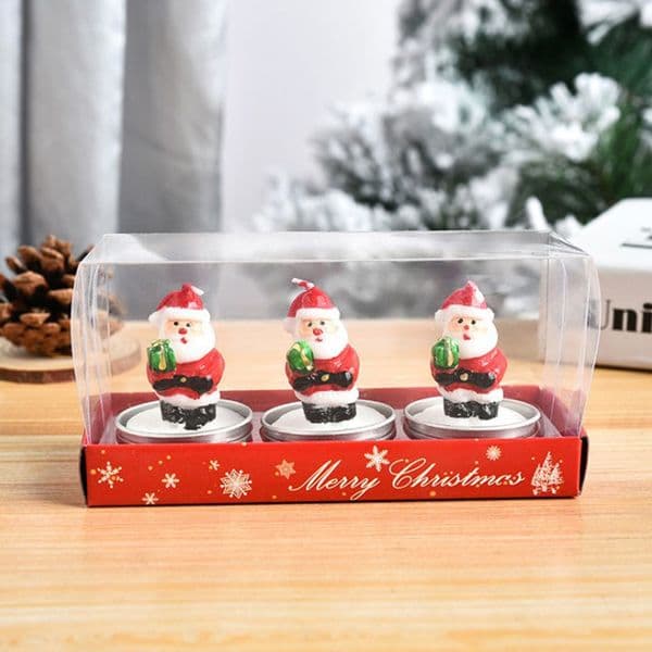 Christmas Festival Candle Set Santa Claus Christmas Tree Snowman Candles Adorable Colorful Warm Light Candles For Parties Decor