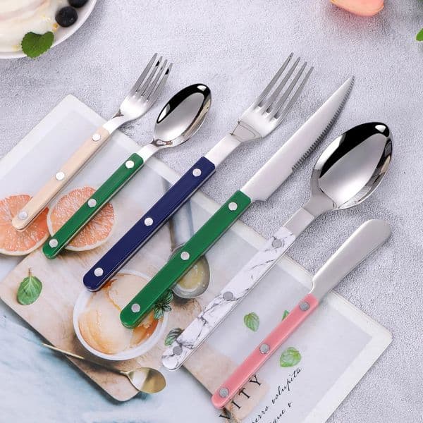 2026 Fashion Color Handle 304 Stainless Steel Flatware Set Creative Knife Fork Spoon Tableware For Gift And Daily perfume cologne Use Free Shipping