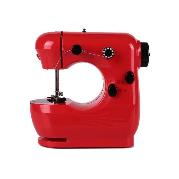 INNE Mini Red Sewing Machine Portable Household Dual Speed Foot Pedal Adaptor Automatic Winding Manual Electric With Night Light