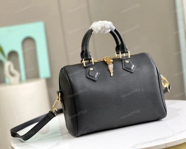 Mirror Quality Speedys25Designer Handbags Purses One Handle Women Brand Tote Metal 25cm Pillow Bag Handle Bag Real Leather Shoulder Bags Crossbody Boston bag Black