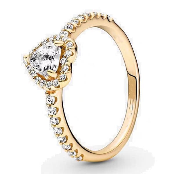 S925 silver luxury classic love heart designer ring for women 18k rose gold round stone shine crystal cz zircon diamond retro vintage band rings jewelry 321