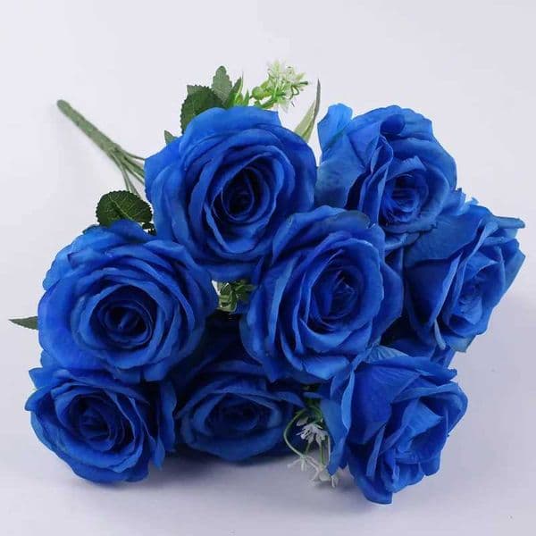 Artificial silk red rose bouquet simulated blue fake flower wedding photography bouquet family living room hotel decoration M241223