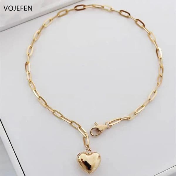 VOJEFEN AU750 Heart Pendant Bracelet Original 18K Pure Gold For Women Genuine Link Wrist Bracelets Fine Jewellery Gift 241220