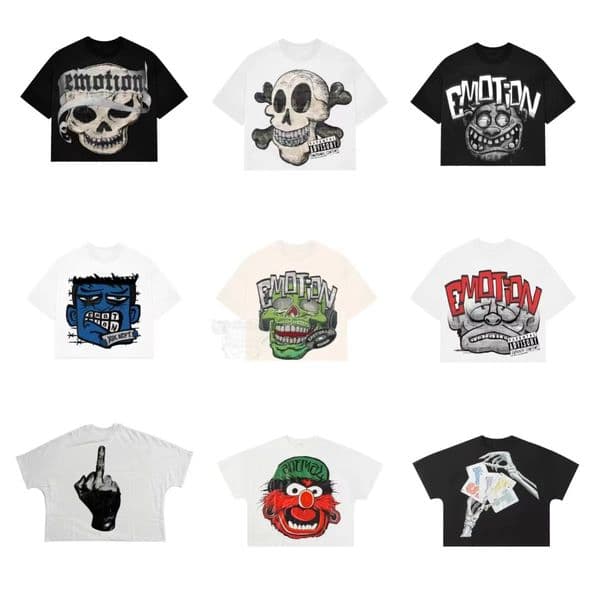 Mens Shirt Designer Designer Tshirt Round Neck Skull Classic Print American Retro Loose Casual Fashion Short Sleeve 02