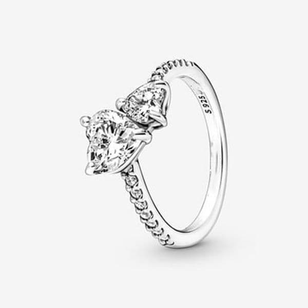 14S925 silver luxury classic love heart designer ring for women 18k rose gold round stone shine crystal cz zircon diamond retro vintage band rings jewelry