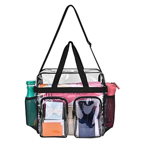 PVC Unisex Multi Pocket Casual Shoulder Bag Portable Large Capacity Transparent Waterproof Tote Bag 241223