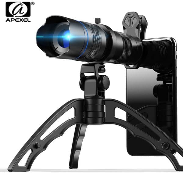 APEXEL HD Metal 20-40x Zoom Telescope Telephoto Lens MonocularPhone Camera Lens+ Mini Tripod for Samsung iPhone all Smartphones