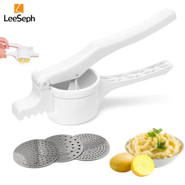 Leeseph Potato Masher with 3 Stainless Steel Interchangeable Discs Manual Potato Press Ricer Kitchen Tool for Fruit Vegetable 241223