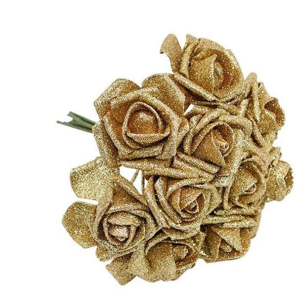 10 pieces of shiny foam rose artificial flower bouquet wedding decoration flower family decoration flower false rose M241223