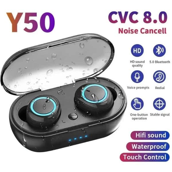 Y50 TWS Fone Bluetooth Earphones Wireless Headphones Touch Control Wireless Bluetooth Headset with Mic Air Bluetooth Earbuds