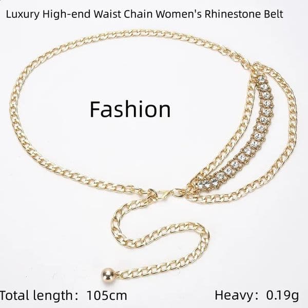 Retro Maam Rhinestone Waist Chain Metal Chain Hip-hop Summer Fashion Body Accesories Waist Chain for Women Accesories 241220