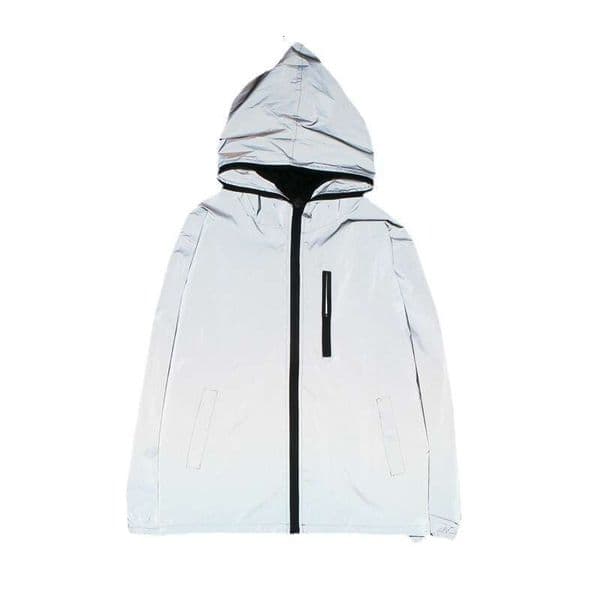 Autumn night light charging windproof clothing with printed fashion tags, reflective clothing, outerwear, student trend, male and female couple trend
