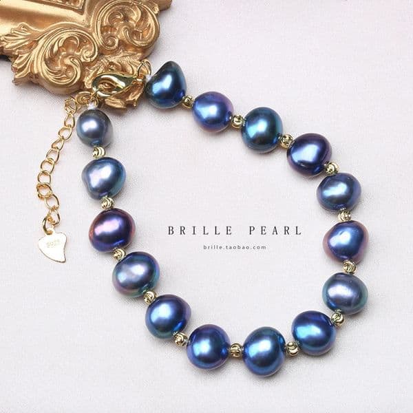 7-8MM BaroqueOnly High Quality Natural Freshwater Pearl Bracelets Blue Gray White Pink irregular Pearl Jewelry customizable HQK 241224