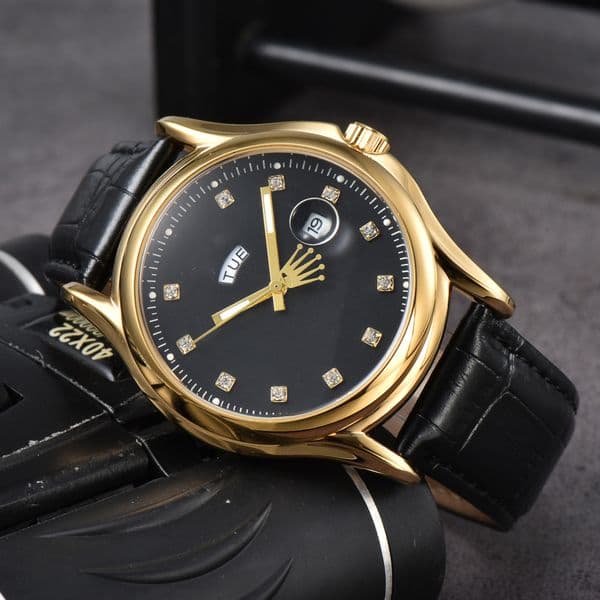 High quality mens women watches quartz movement watch dial work chronometre wristwatch leather strap stainless steel case waterproof clock montre de luxe #537