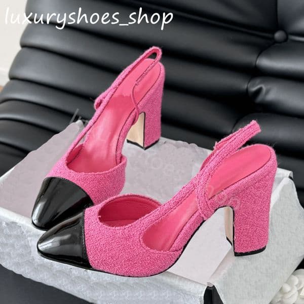 Summer Slingback thick Sandals Dress shoes chunky block Heels Round toe Women's luxury designers wedding Evening shoes factory footwea Size 35-43