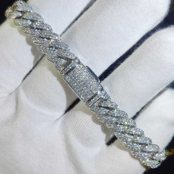 Jewelry Bling CZ Cuban Link Bracelet Two Row Zircon Copper Miami Cuban Bracelet Iced Out Hip Hop Men Women 241225