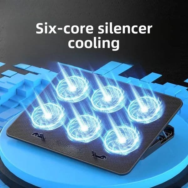13-18Inch Gaming Laptop Cooler Six Fan Adjustable Wind Speed 2 Usb Port LED Light Notebook Cooling Pad Notebook Laptop Stand 241225