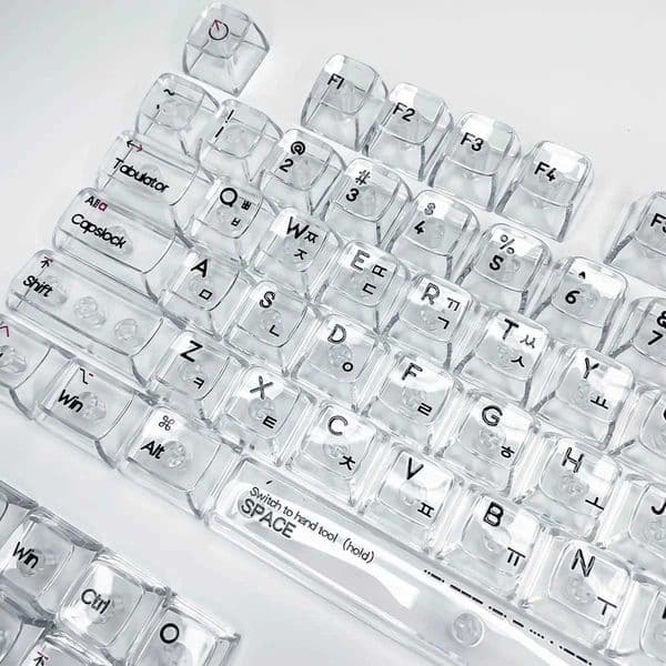 132 Keys Crystal Transparent Keycaps Korean Arabic Russian Backlit RGB Keycap For Mechanical Keyboard ISO Layout PC Key Caps DIYXJ241225