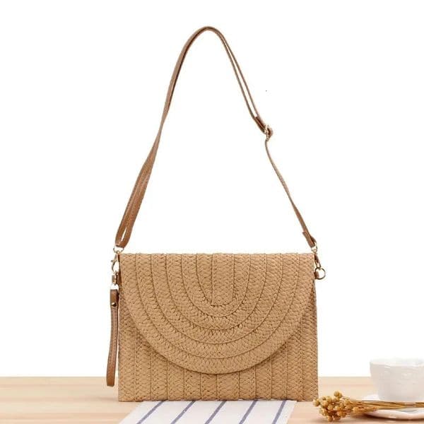 Fashion Summer Beach Straw Clutch Bag Crossbody Bag for Women Travel Shoulder Bags Purse Ladies Casual Woman Wicker Bag 241223