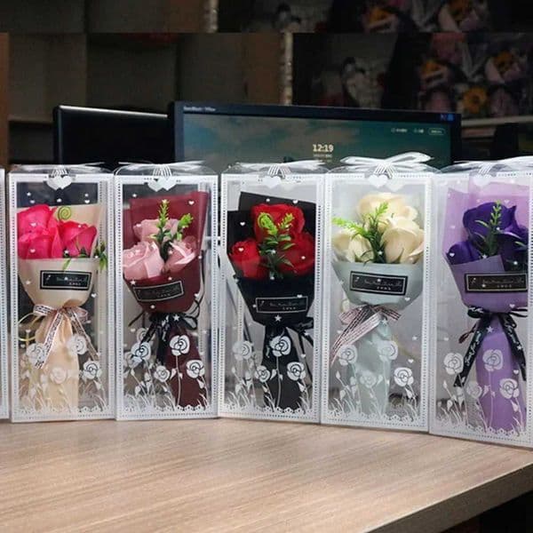 3 artificial rose bouquets holding soap flowers Valentines Day gift Wedding decoration artificial flowers X241225