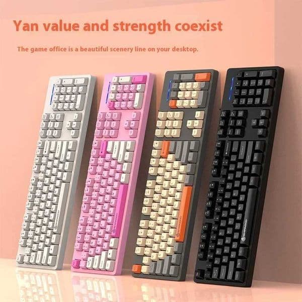 shipadoo104 Keys Gaming Keyboard with 3 Colors Keycaps USB Wired mechanical keyboard for Laptop Desktop PC GamersXJ241225