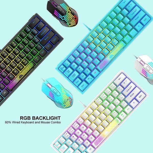 K61 RGB Wired Keyboard 60 Percent 62 Keys Ergonomic Gaming Laptop Keyboard For Laptop Desktop Computer gk61 keyboardXJ241225