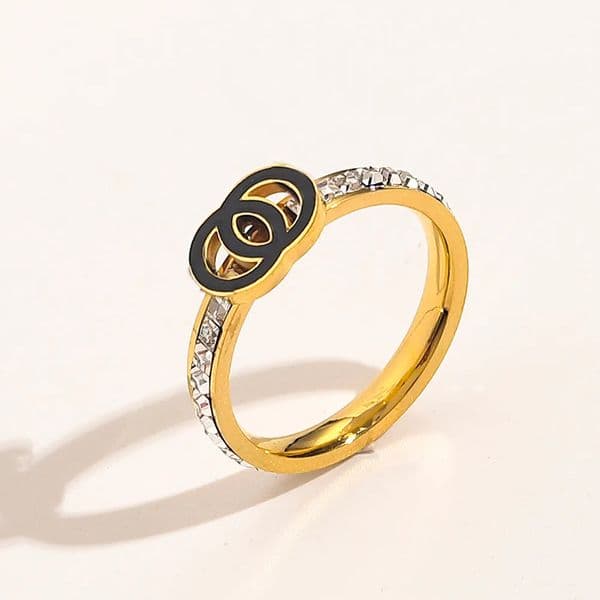 Designer Ring Gold Letter Band Rings Crystal Rhinestone Love Ring Women Men Wedding Jewelry Party Gift Size 6 7 8 9