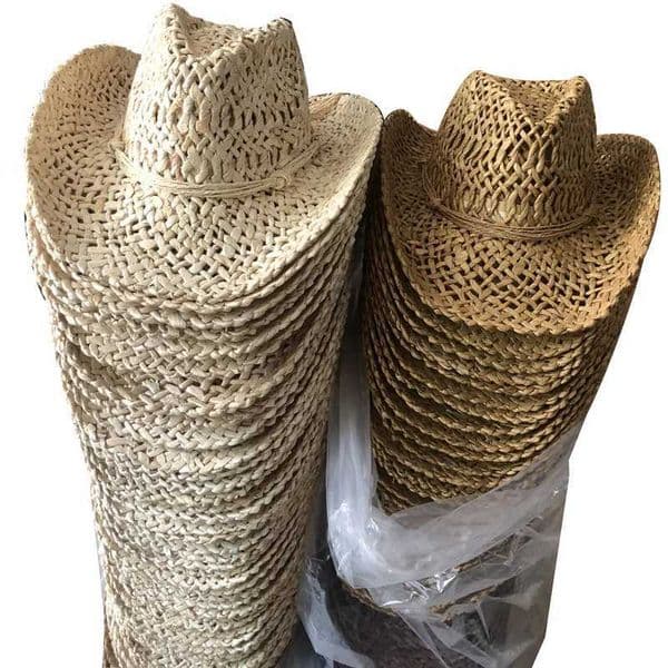 2024 Str Hat Corn Peel Material Western Cowboy Hat Spring/Summer Panama Sun Hat Elegant Cowboy Jazz Hat Sombrero Hombrero W241225
