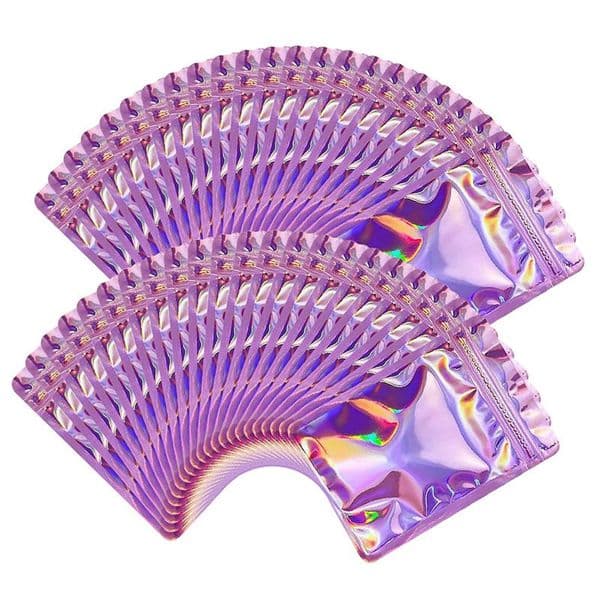 Holographic Bags for Small Business Resealable Mylar Bags for Food Storage Snack Bag with Clear Winodw Wholesale LX5389