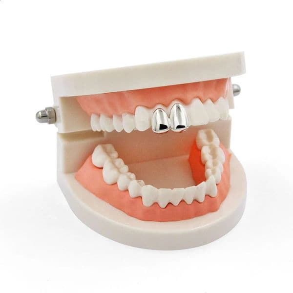 Men Hip Hop Double Canine Teeth Grills Plated Top Removable Dental Fashion Jewelry 241226