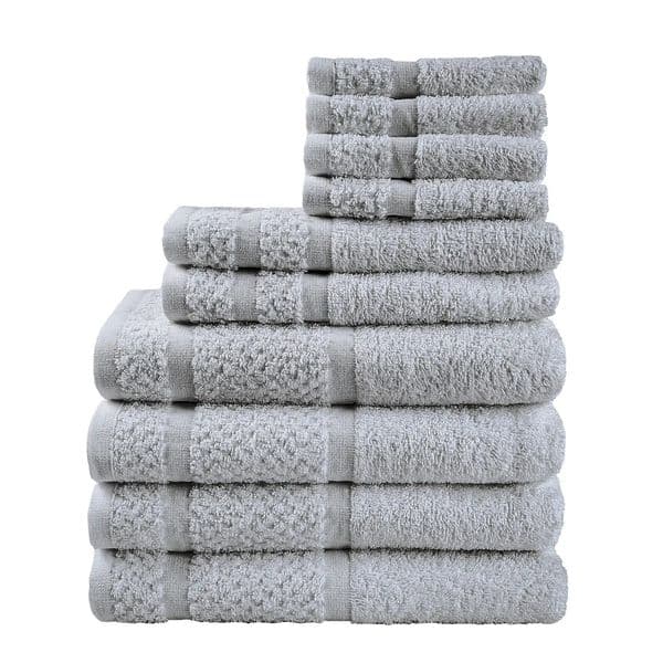 10 Piece Towel Set with Upgraded Softness Durability Grey Soft Absorbent and Fade Resistant with A Popcorn Textured 241225